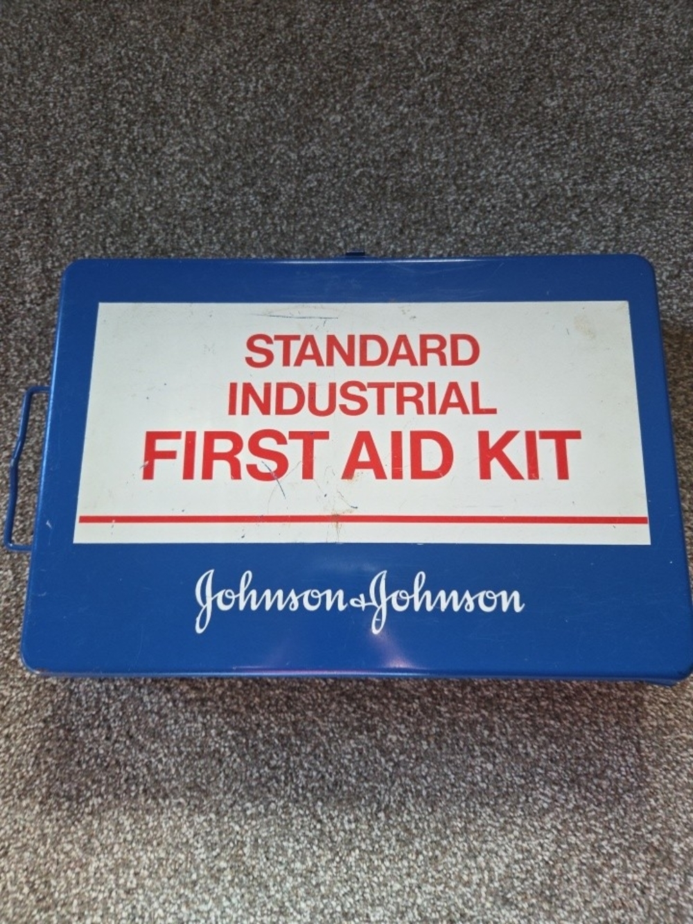 Vintage Johnson & Johnson Metal Standard Industrial First Aid Kit